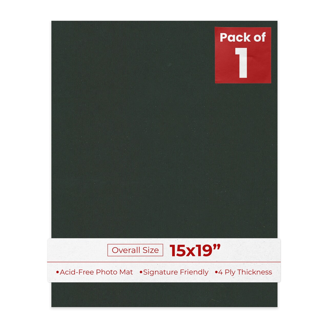 Textured Black 15x19 Uncut Mat Board - Blank Sheets, No Opening